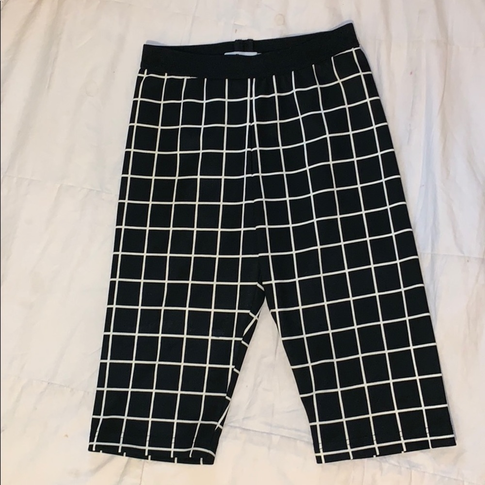Black Grid Biker Shorts
